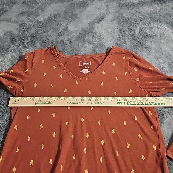 Sonoma Everyday Tee Orange Brown Cactus Long Sleeve V Neck T-shirt Size L - Picture 4 of 5